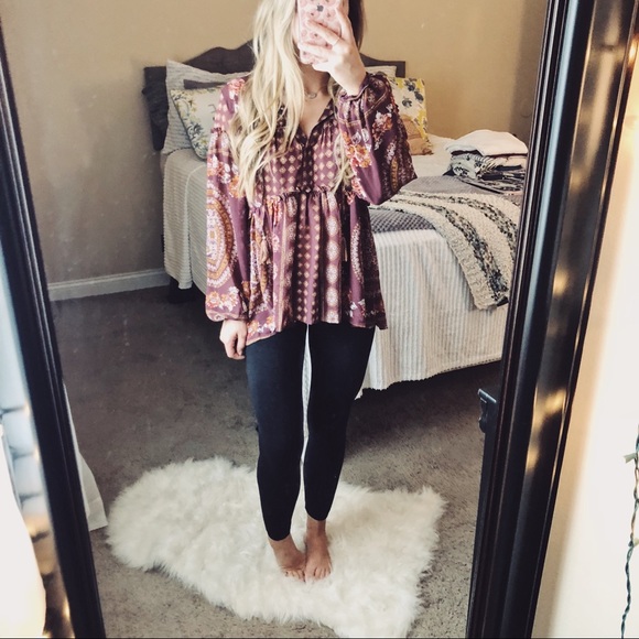 Knox Rose Tops - Knox Rose Purple Paisley Peasant Blouse